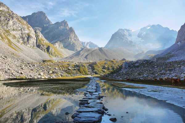 A path of stepping stones in the Vanoise National Park
