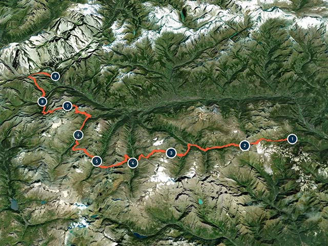 Map of Traverse of the Gran Paradiso Full Route