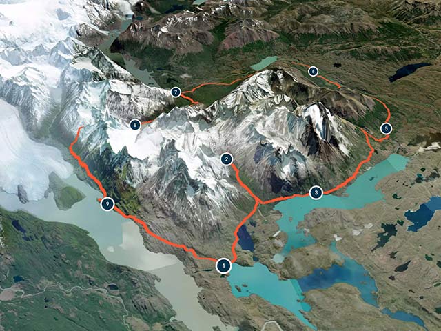 Map of Patagonia Hiking Full Route