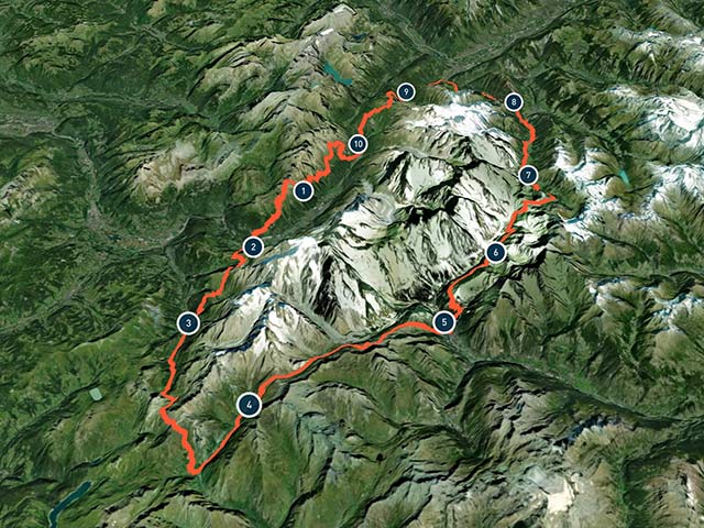 Map of Tour du Mont Blanc Full Route