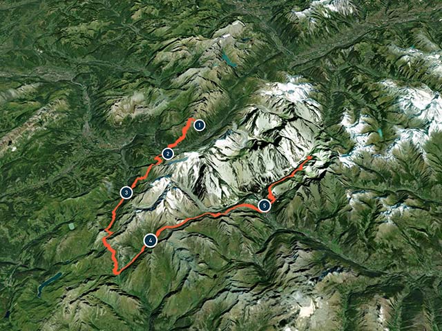 Map of Tour du Mont Blanc Westerly Route