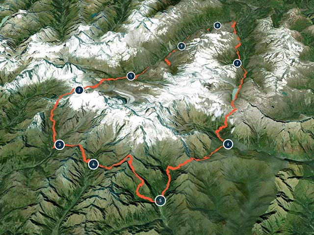 Map of Tour of the Monte Rosa Full Route