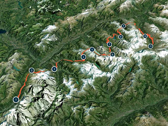 Map of Walker's Haute Route Full Route